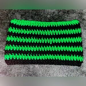 Crochet by me black and green cat hat